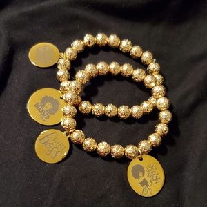 Gold Lava Bead Stretch Bracelets